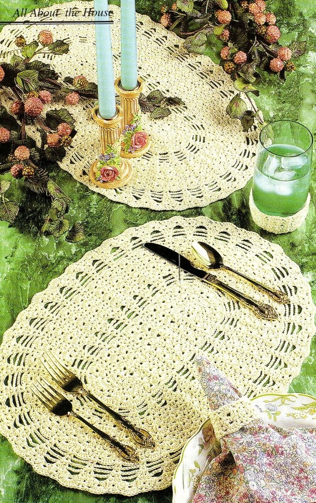LOVELY Table Setting Placemats/Decor/Crochet Pattern INSTRUCTIONS ONLY