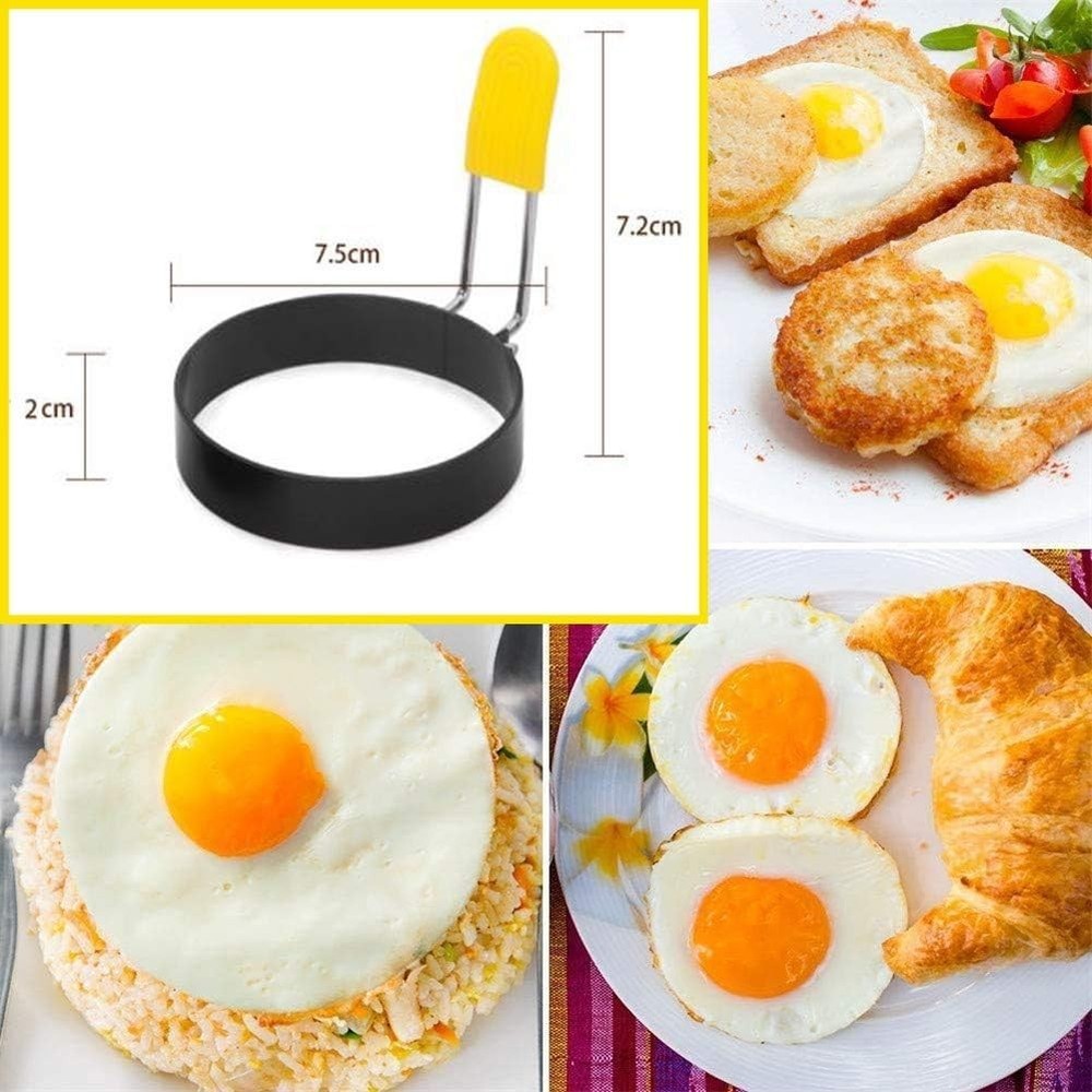 Non-Stick Stainless Steel Egg Ring Set - Perfectly Shaped Eggs, 2-Pack