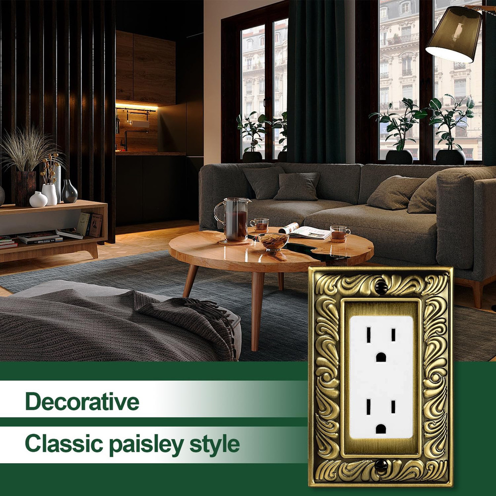 Antique Brass Decorative Decorator Light Switch Covers Wall Plate Rocker Switch