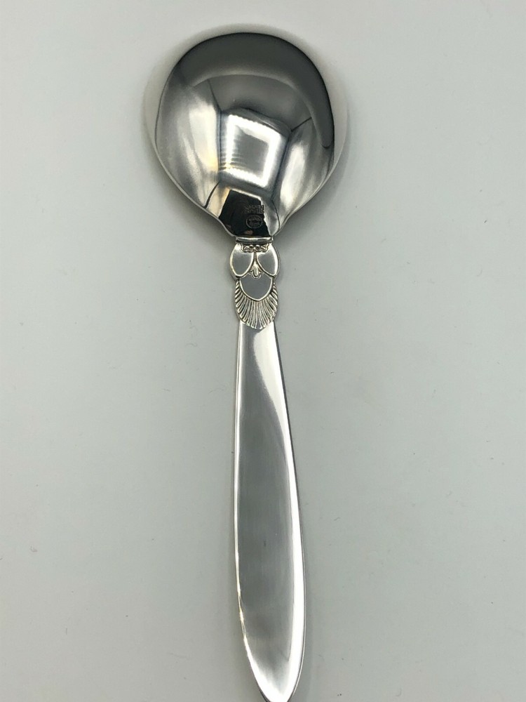 Cactus by George Jensen Sterling Silver egg shaped Serving Spoon 8"