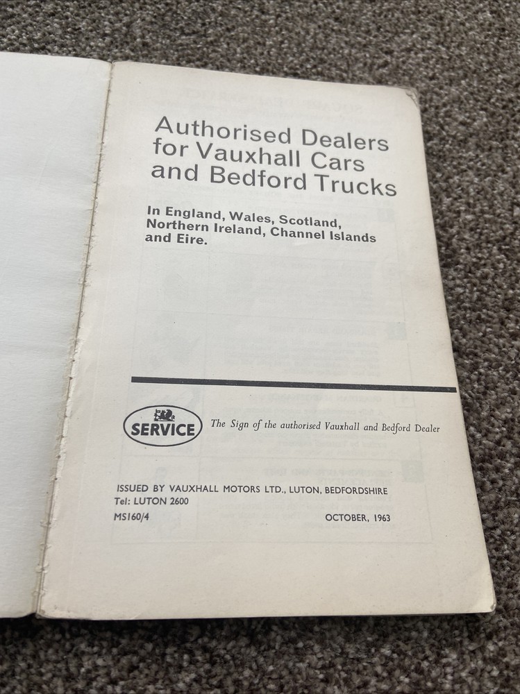 Original Vauxhall Bedford Service Guide - October 1963 (MS160/4) -