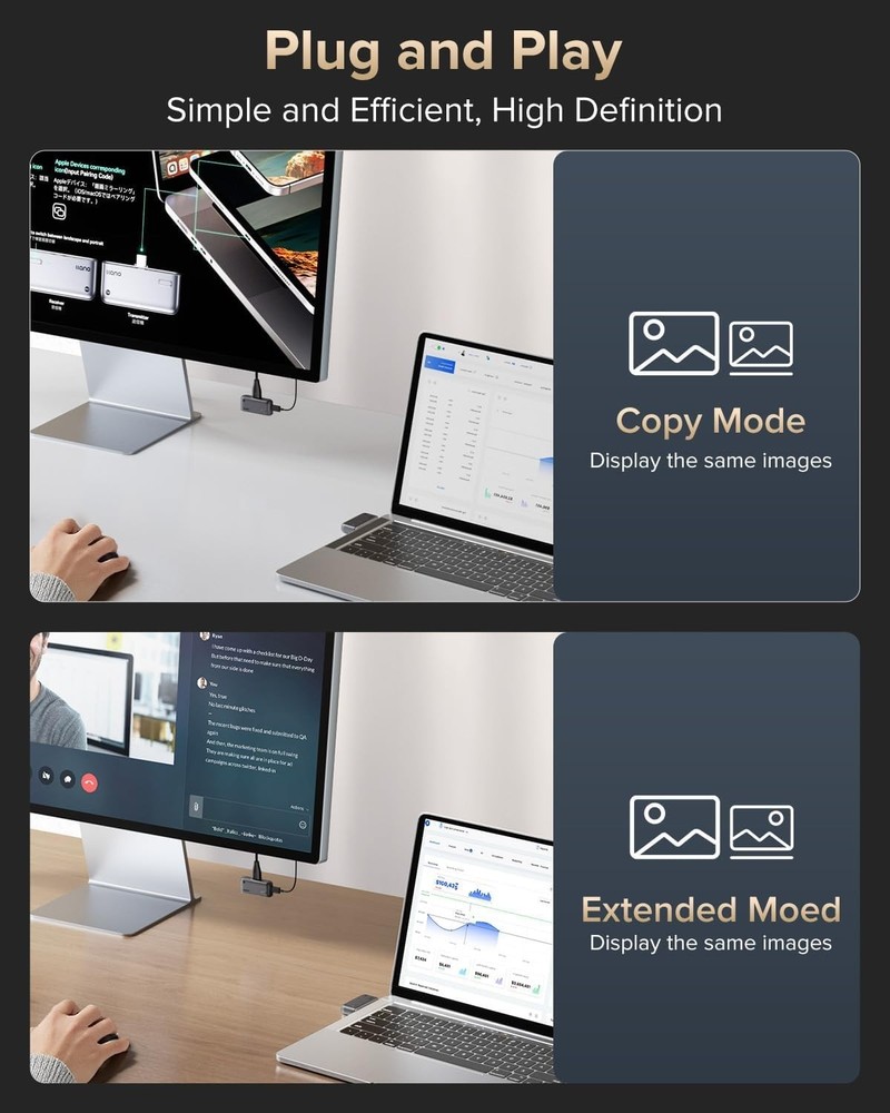 S850 Type-C Wireless HDMI Transmitter and Receiver, 50M, Ultra 4K Decode Input 1