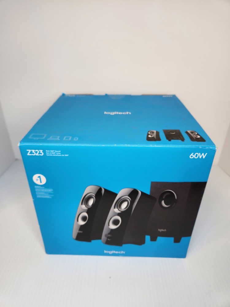 Logitech Z323 2.1 Speaker System, Subwoofer, Volume Control, Wired, Black