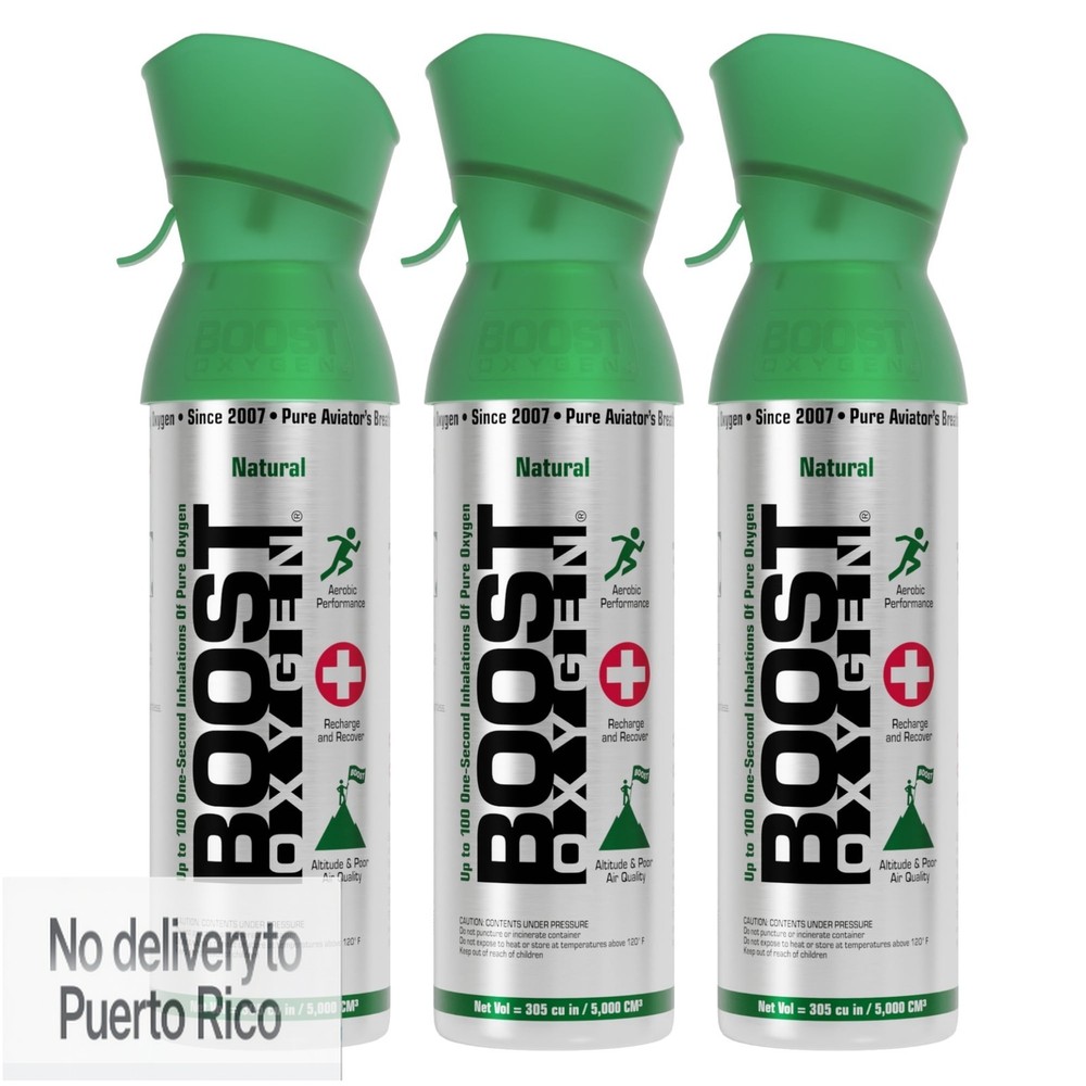 Boost Oxygen Natural Medium 5 Liter 3 Pack, Supplemental Canned Oxygen,Model 611