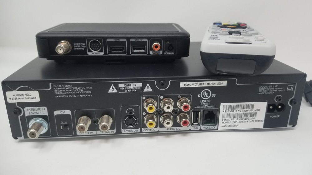Direct TV Satellite Receiver Cable 2 Box MODEL D12-500 Bundle