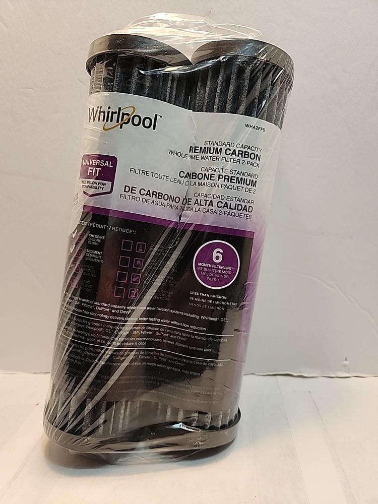 Whirlpool WHA2FF5 Water Filters Premium Carbon 6 Month Filter Life 2 Pack Black