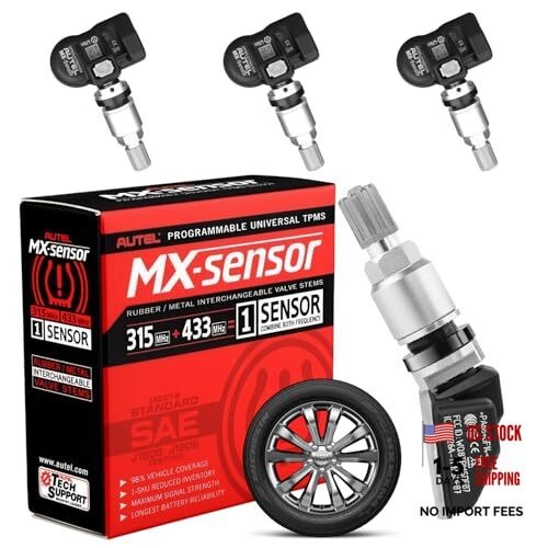 MX Sensor 4 pcs TPMS Sensor 315/433MHz Metal Stem Universal Tire Sensor