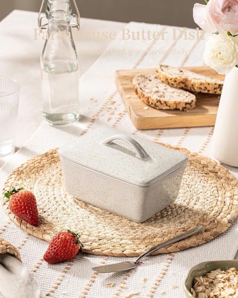 Versatile 250g Butter Dish with Lid - Rustic Gray Ceramic for Modern Kitchens