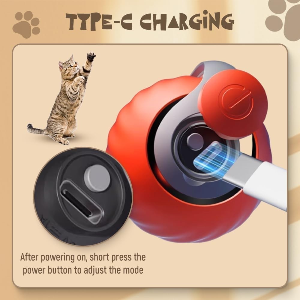 Smart Interactive Cat Toy Ball – Automatic Self-Rolling Motion Play for Cats