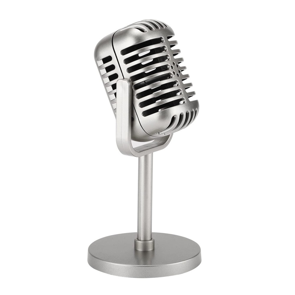 Facmogu Classic Retro Style Microphone Prop with Non-Adjustable, Silver