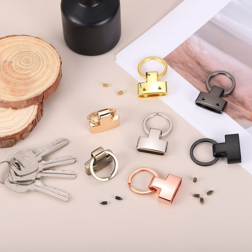 10 Sets Key Fob Hardware with Split Ring Holder for Car Keychain, Light Black