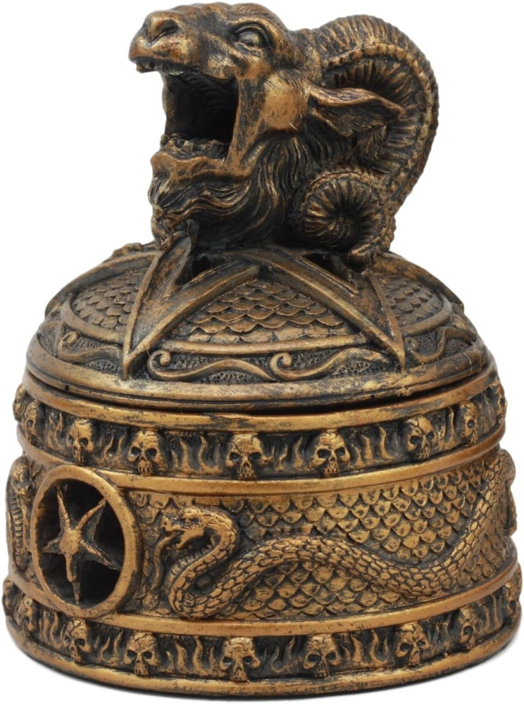 Ebros Satanic Sabbatic Goat Baphomet Smoking Backflow Incense Cone Burner Statu