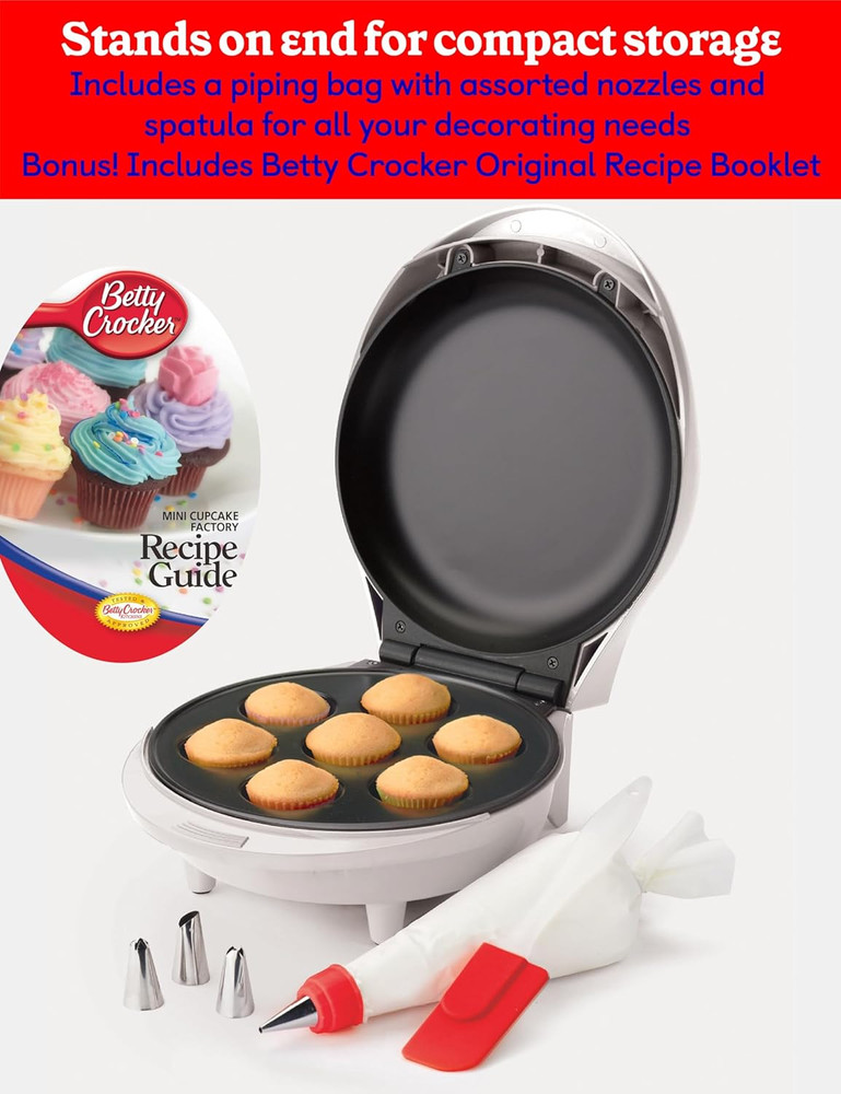 Mini Cupcake Factory, with Nonstick Surface, Mini Cupcake Machine with Cool Touc