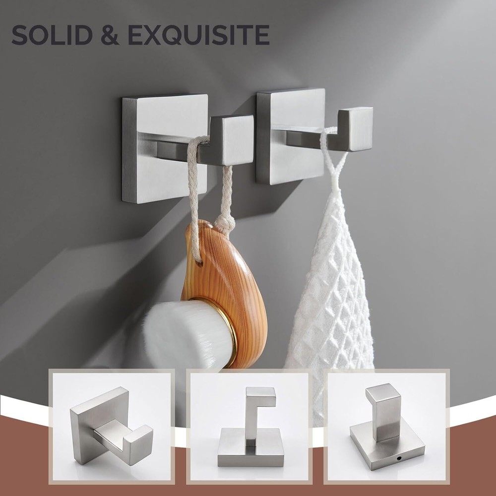 Angle Simple Towel Hook Brushed Nickel 2 Pack, 304 2
