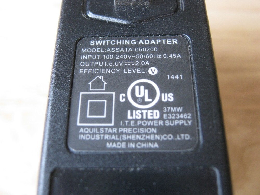 Aquilstar Precision ASSA1A-050200 Switching Adaptor 5VDC 2A