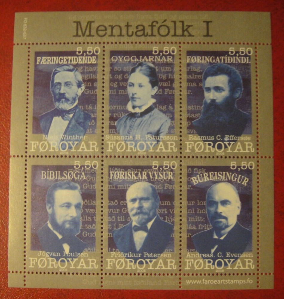 Faroe Islands 2008.  Personalities. Mini-Sheet MUH.