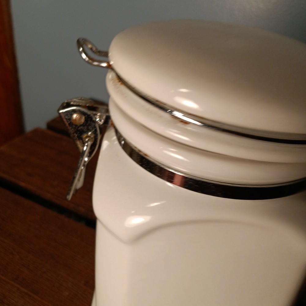 DesignPac Ceramic Canister, Seneca Lake, Grapes, Hinged Sealed Lid