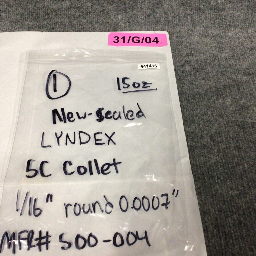Lyndex 500-004 5C 1/16" Round Collet Internal External Threads New