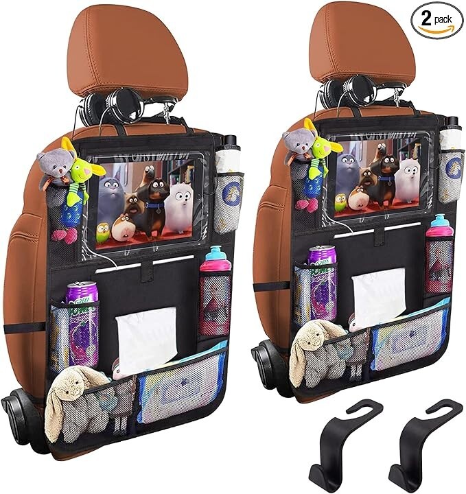 Car Back Seat Organizer with Touch Screen Tablet Holder 8 Storage Pockets