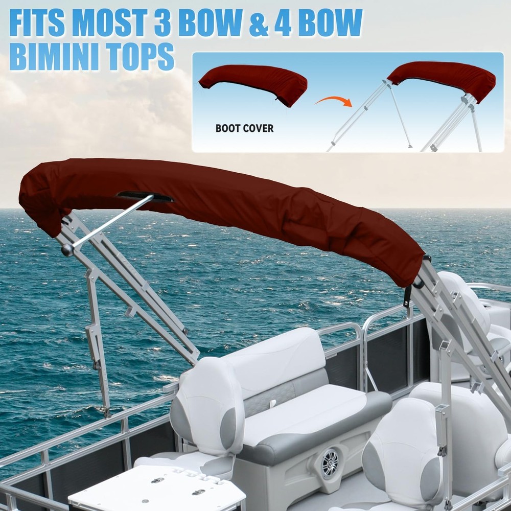 3 Bow Bimini Top Replacement Canvas with Stern Light Hole and Storage Boot, 9...