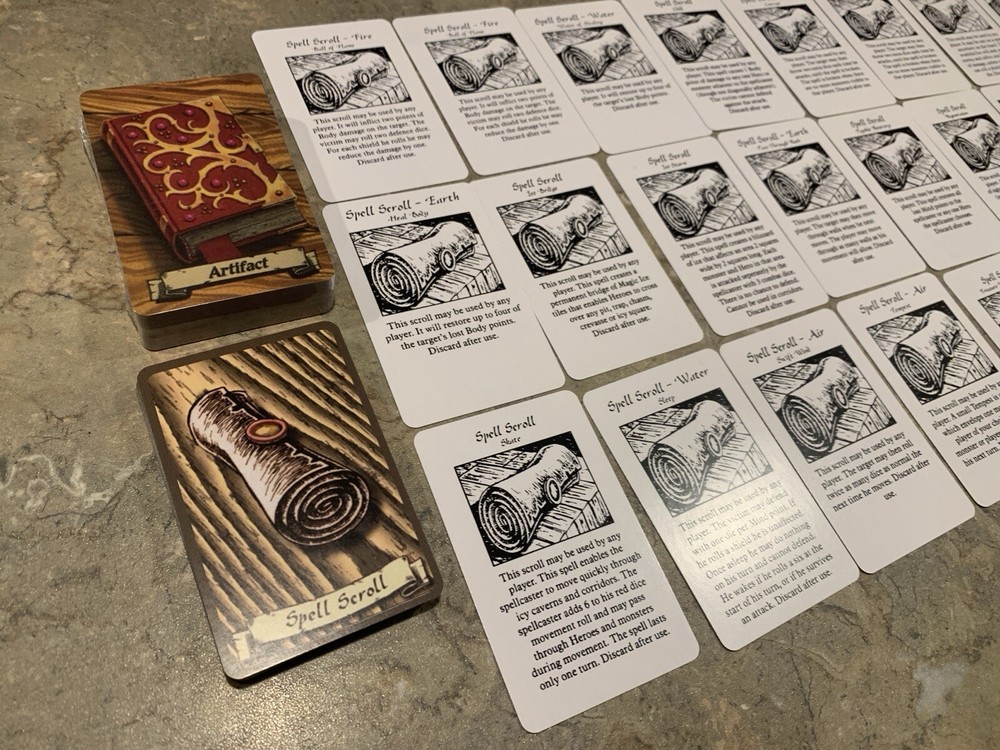 HeroQuest Cards. Artifact & Spell Scroll deck REPRINT. READ DESCRIPTION!