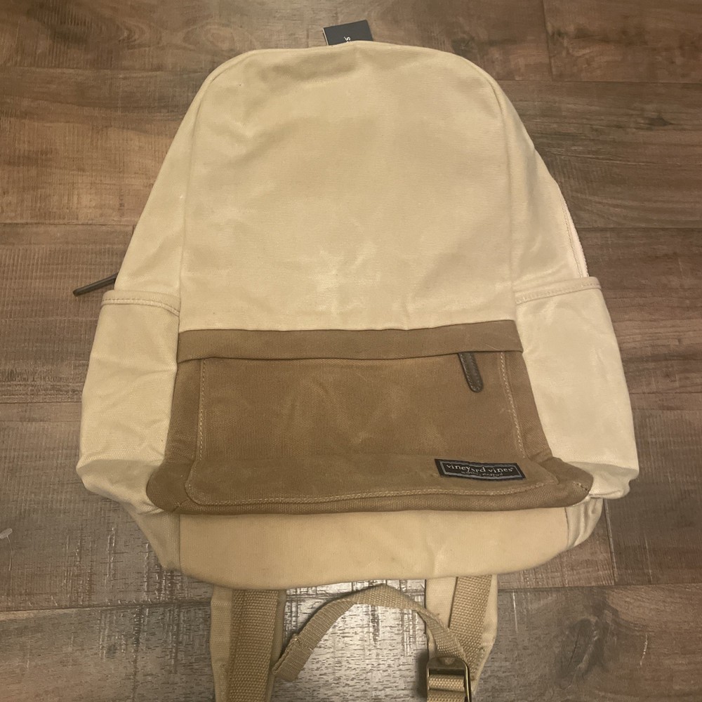 Vineyard Vines Island Canvas Backpack Raffia Tan NEW
