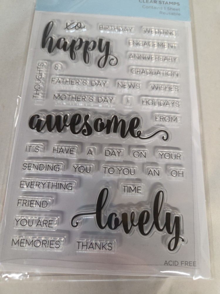Spellbinders Stamps Happy Awesome Words