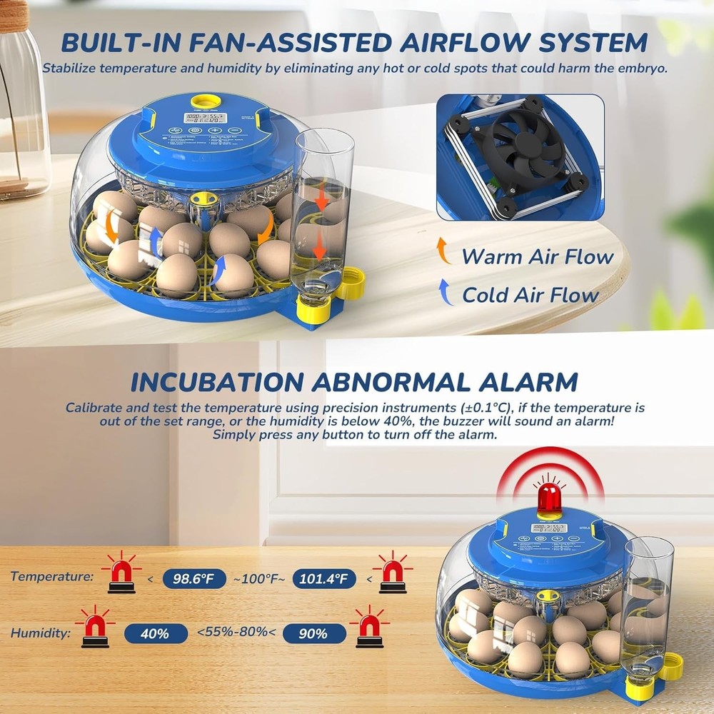Incubator for Hatching Eggs with Automatic Egg Turning & Temperature/Humidity...