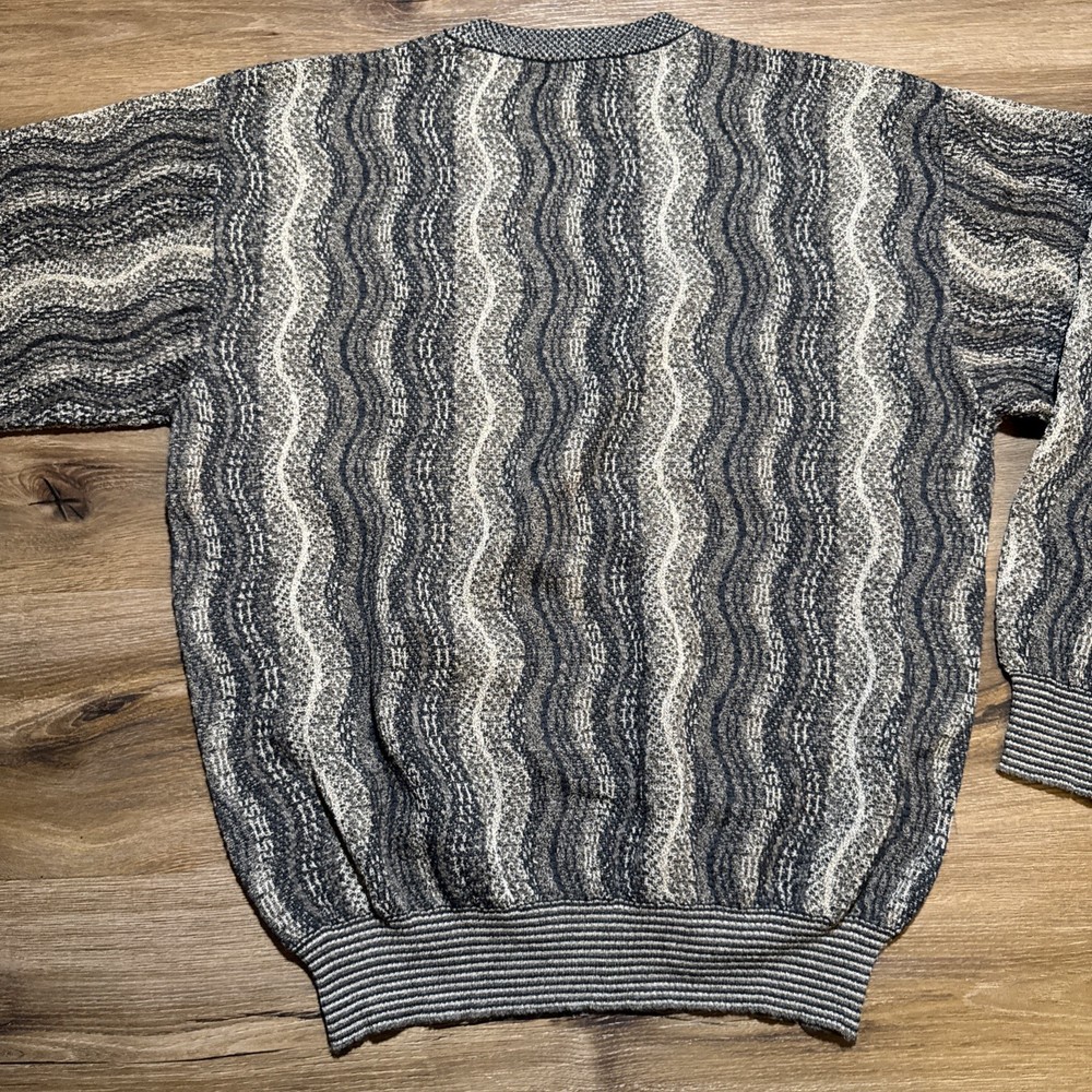 Vintage Tricots St Raphael MEDIUM Wool Blend Pullover Sweater Wavy Coogi Style M