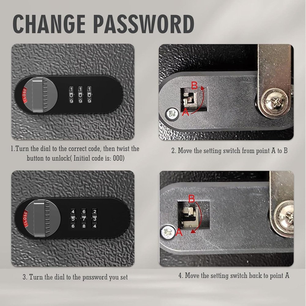 Key Lock Box Wall Mount Security Cabinet for Keys with Combination Lock