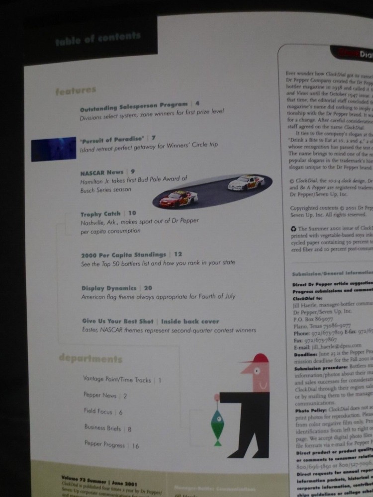 DR PEPPER CLOCK DIAL SUMMER JUNE 2001 MAGAZINE