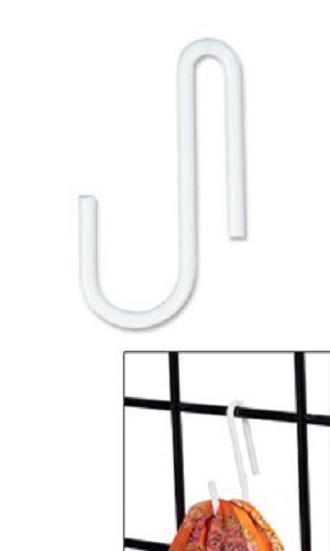 100 White Wire Grid Display Hooks Hook Panels Merchandise Handbag Purse Impulse