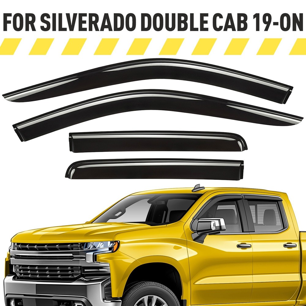 Side Window Deflectors Rain Guards for 2019-2026 Chevy Silverado Double Cab