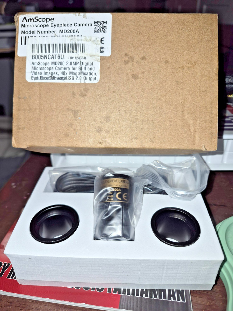 New AMSCOPE MD200A 40X Magn USB MICROSCOPE EYEPIECE CAMERA &Software Instruction