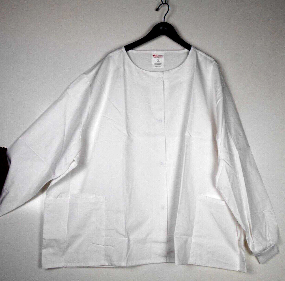 ALL HEART WHITE SNAP button Lab Coat 5XL NO COLLAR JACKET