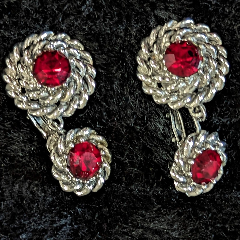 Coro Christmas Red Drop Earrings