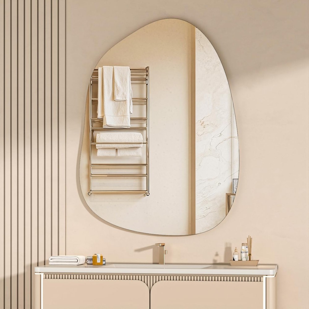 Irregular Wall Mirror - 40"x30" Asymmetrical Frameless Mirror, Modern Decorat...