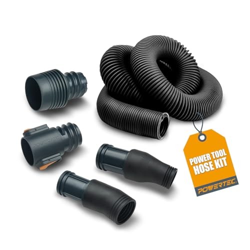 Power Tool Hose Kit with 10’ Vacuum Hose, 2 Quick Change Adapters & Threaded