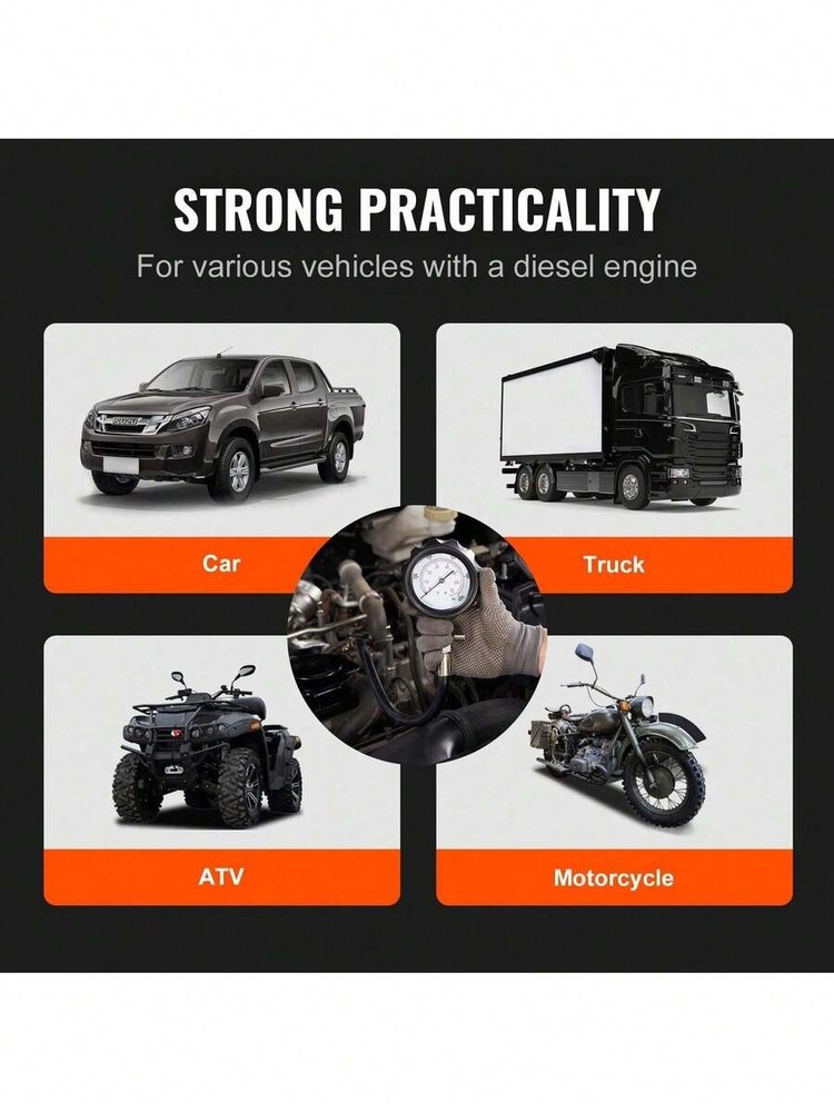 Engine Compression Tester, 18-Piece Cylinder Pressure Test Tool Kit