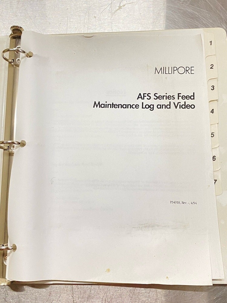 Millipore AFS 300 Analyzer Feed System With VHS - Users Guide / Manual