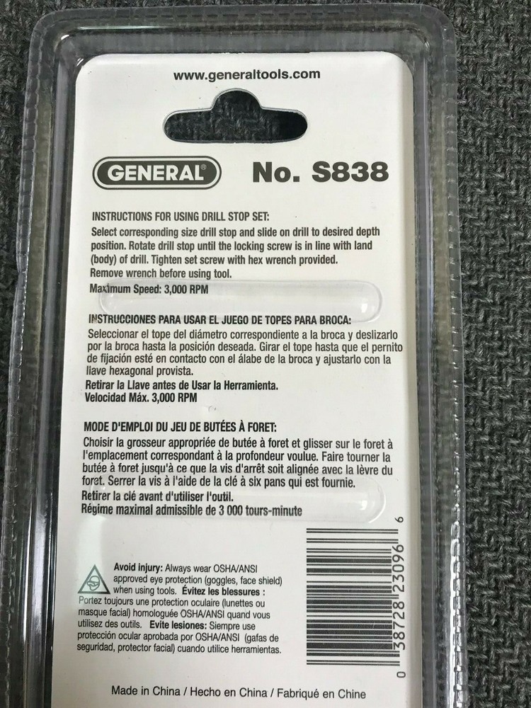 GENERAL TOOLS #S838 7PC DRILL STOP SET - NEW