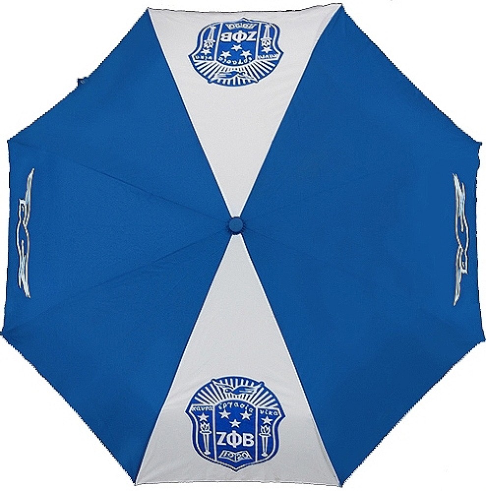 Zeta Phi/&Phi; Beta Wind Resistant Auto Open Jumbo Umbrella [Blue/White - 30"]