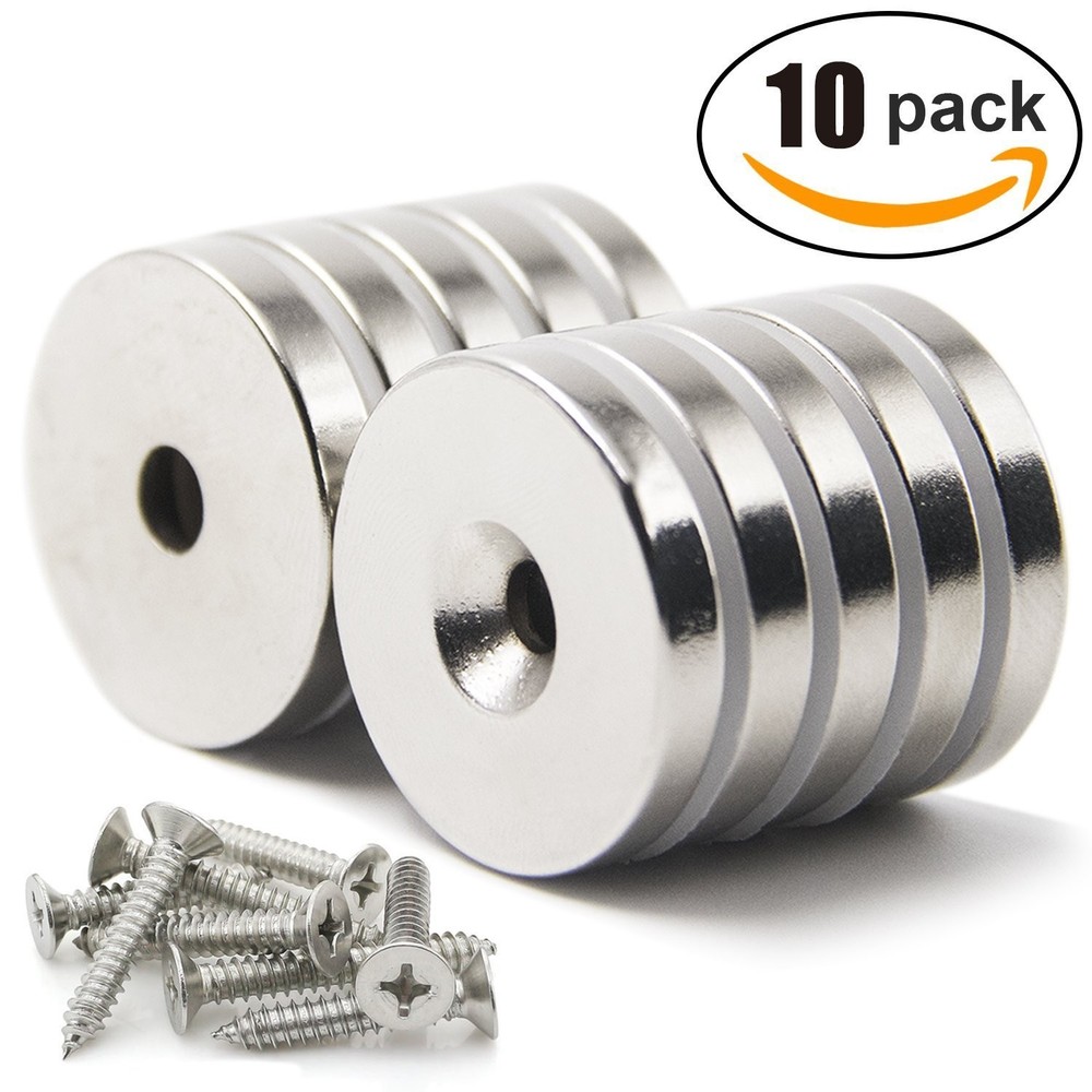 DIYMAG Neodymium Magnets with Hole,30LB Pulling Force Strong Permanent Rare E...