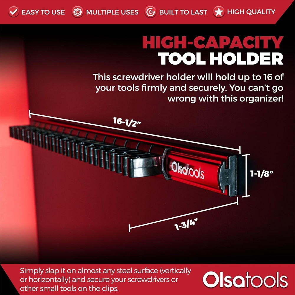 Olsa Tools Magnetic Screwdriver Organizer - Screwdriver Holder