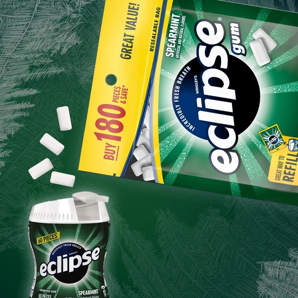 Eclipse Spearmint Sugar Free Chewing Gum, Value Pack - 180 Count Bag, (2 pack)