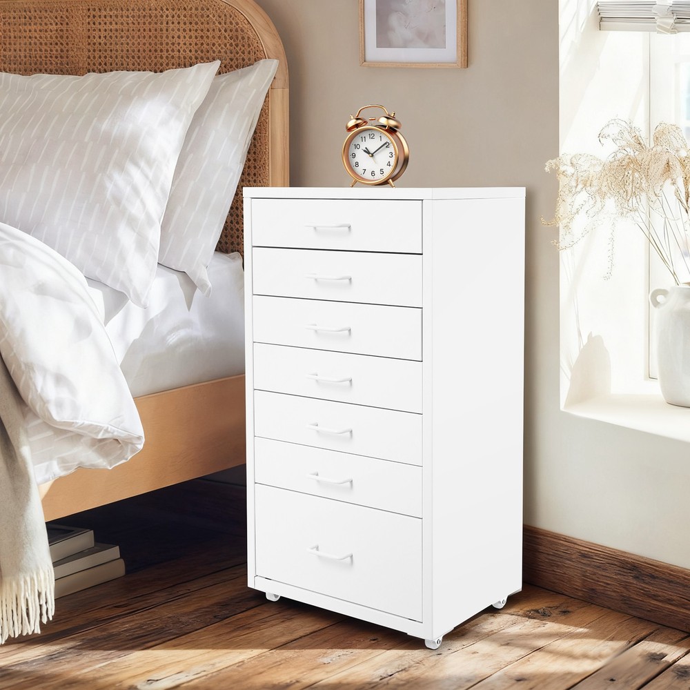 Bedside Table Mobile File Cabinet Storage Cabinet with 7 Drawers