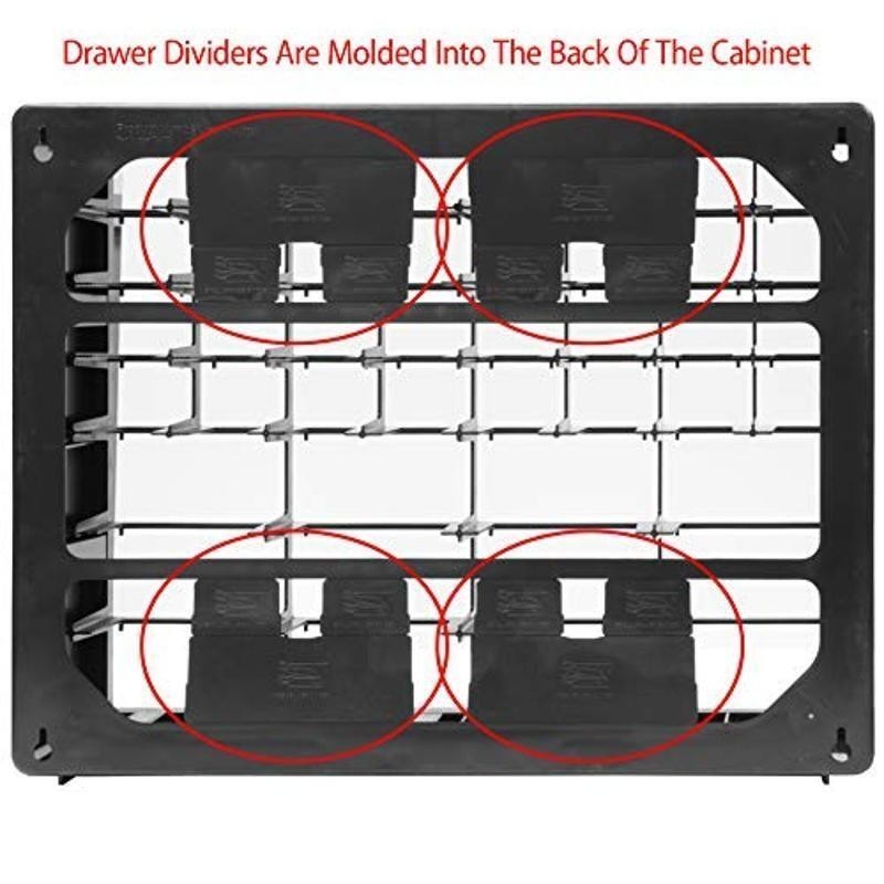 24-Drawer Plastic Craft Cabinet Classroom Supplies Stackable Wall Mount Black US