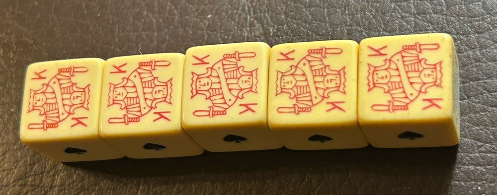 Vintage Celluloid Poker Dice 5