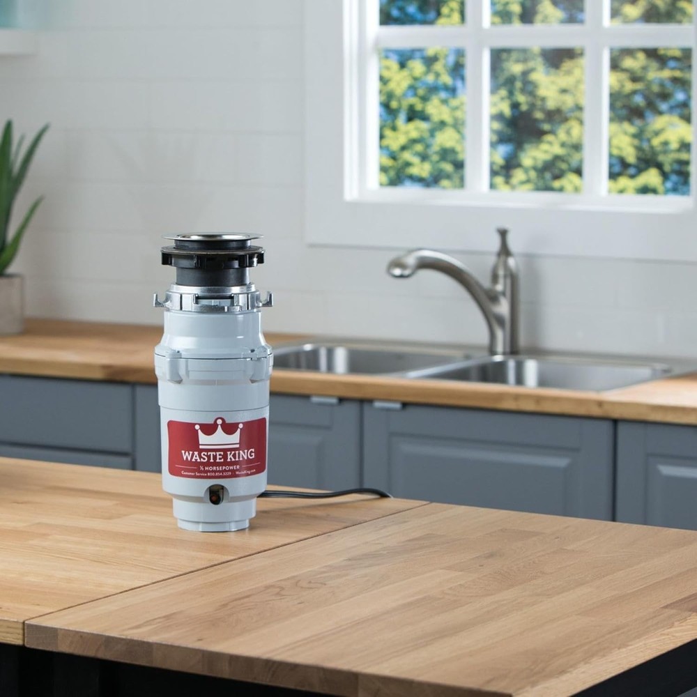 Compact 1/2 HP Garbage Disposal - Continuous Feed, EZ Mount, Plug-in, Reliable