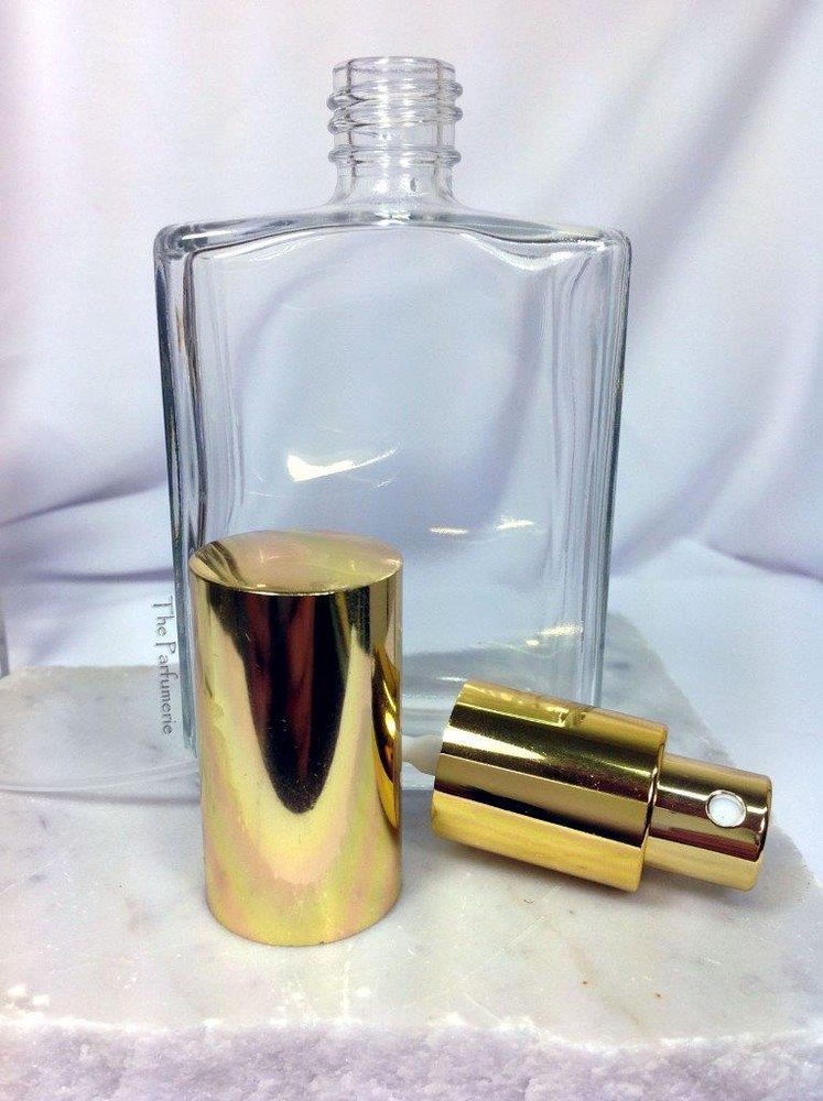 Luxury Perfume Bottles, Refillable Spray Atomizers 1, 2 and 4 oz. - Flat Shape